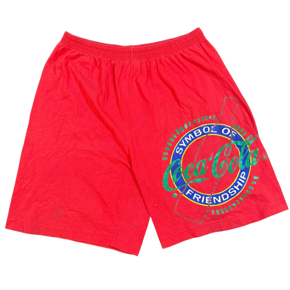 Super 90s Vintage 1991 Coca-Cola Red Shorts with Multicolor Logo Baggy Rare